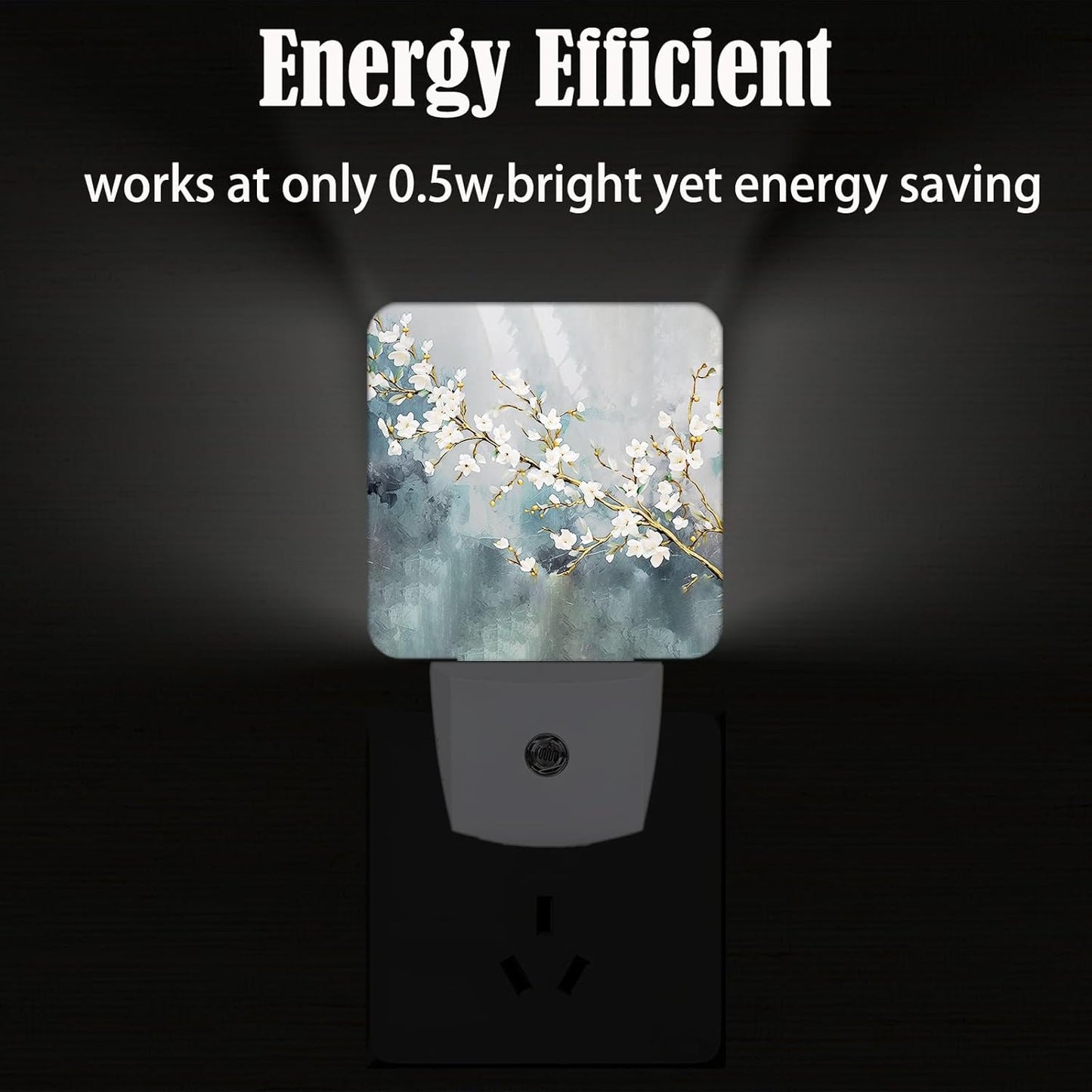 Pure White Flower Night Light,Plug-in Nightlights Auto Sensor Night Lamp Dusk to Dawn Lamp Home Decor for Nursery Children Girls Boys