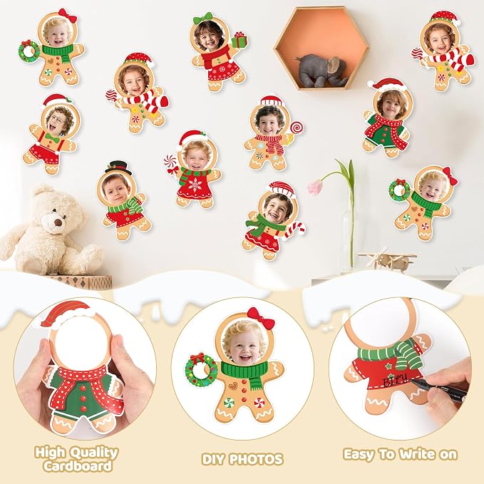 54Pcs Christmas DIY Paper Cutouts, Christmas Gingerbread Man Cut Outs Bulletin