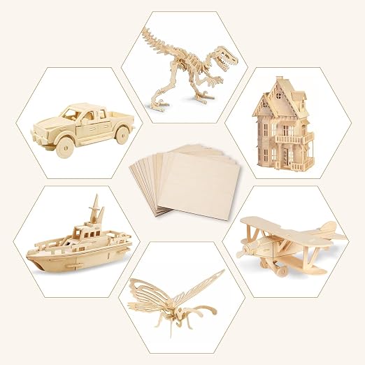 3 mm Birch Plywood 1/8 x 12 x 12 Inch, 6 Packs Craft Wood, Stronger Than