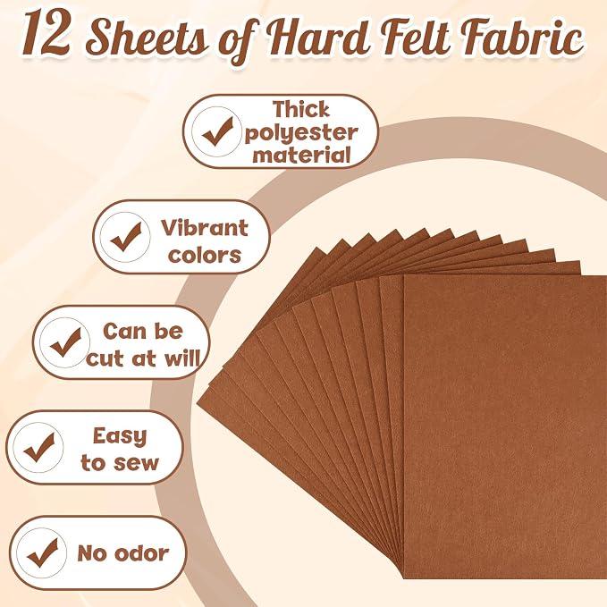 NEBURORA 12 Pcs 2mm Thick Stiff Felt Sheets