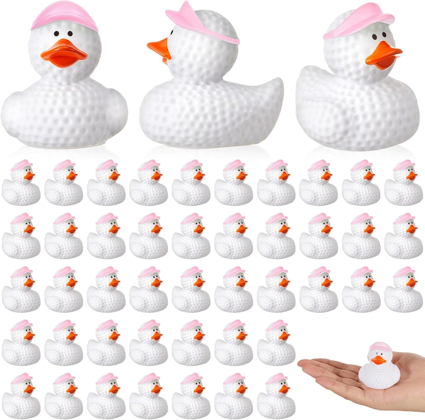 Deekin 24 Pcs Rubber Duck 2 Inch Bulk Sport Party Favors for Birthday Party Decorations Club Player Gift (Pink Golf)
