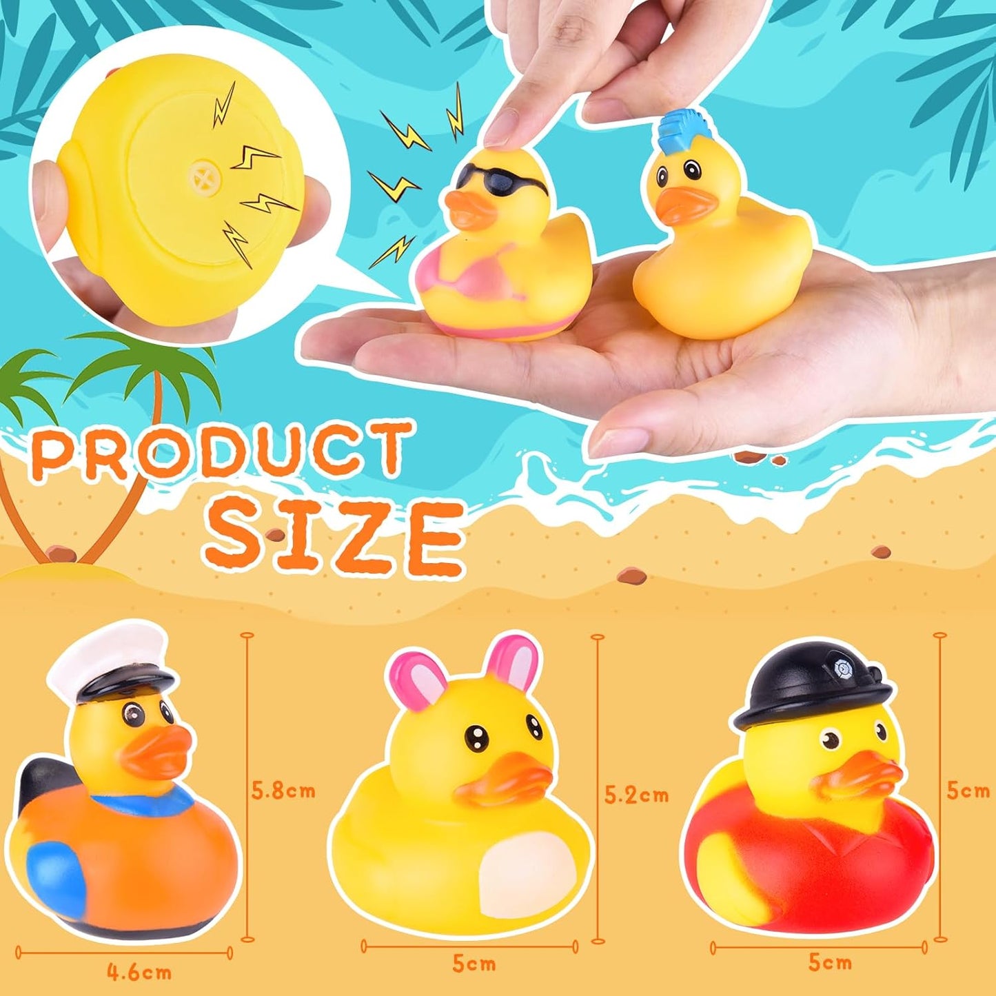 35 Packs Rubber Ducks in Bulk Assortment Jeep Ducks for Ducking, Small Rubber Duckies for Toddler Baby Bath Toys Floater Duck Bath Pool Toys Kids Party Favors with Mesh Carry Bag