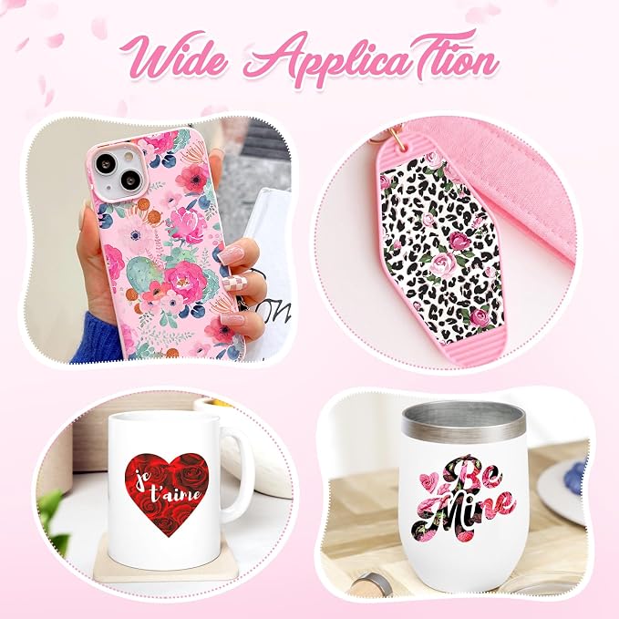 Tintnut Valentine's Day Permanent Vinyl 12x10in Rose 10Pcs Adhesive Vinyl |