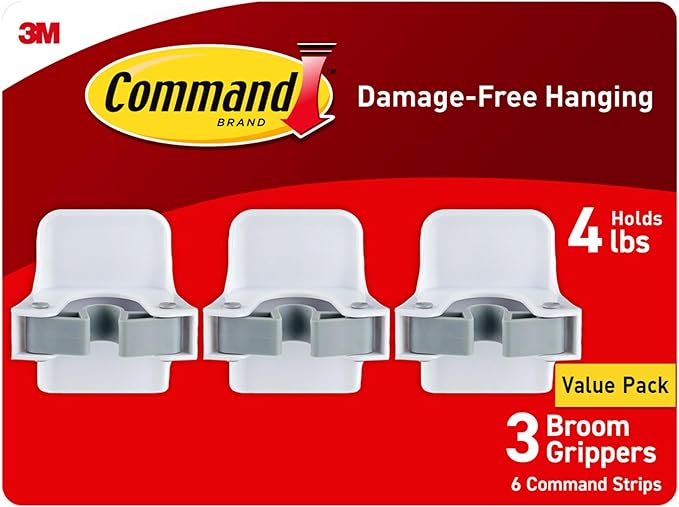 Command Broom and Mop Gripper, Organize Damage-Free