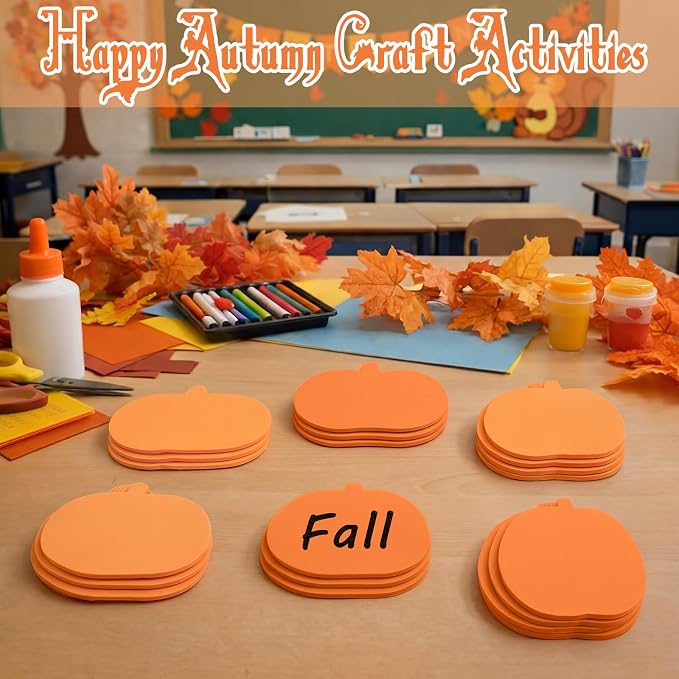 Ireer 48 Pcs Large Foam Pumpkin Cutouts 6 Inch Halloween Crafts Cutouts Fall