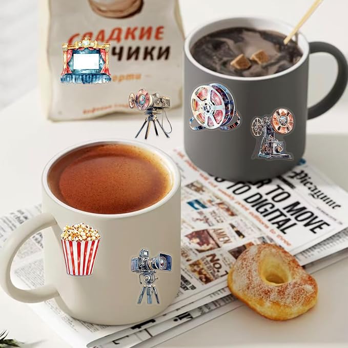 50 PCS Vintage Movie Stickers for Scrapbooking Journaling Junk Journal