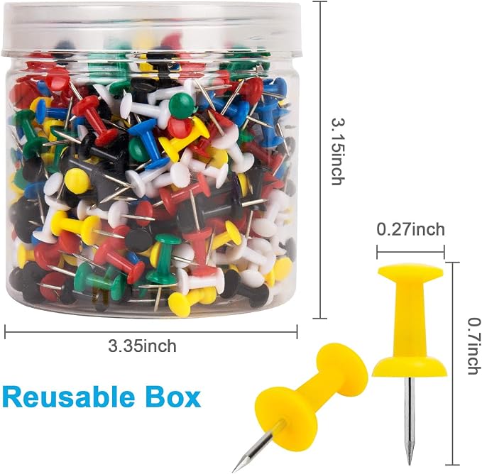 400Pcs Push Pins, Thumb Tacks for Bulletin Board, Stick Pins Thumb Tacks for