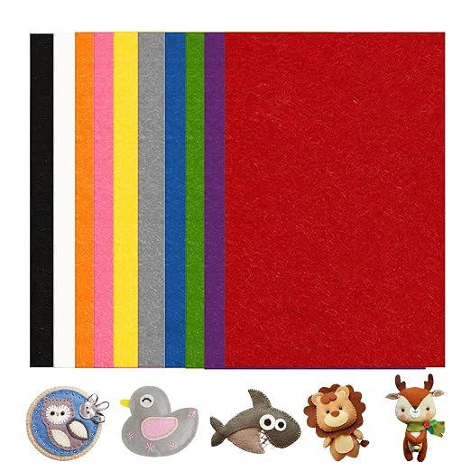 10 Pack Self Adhesive Felt Sheets 10 Colors DIY Sticky Back Felt