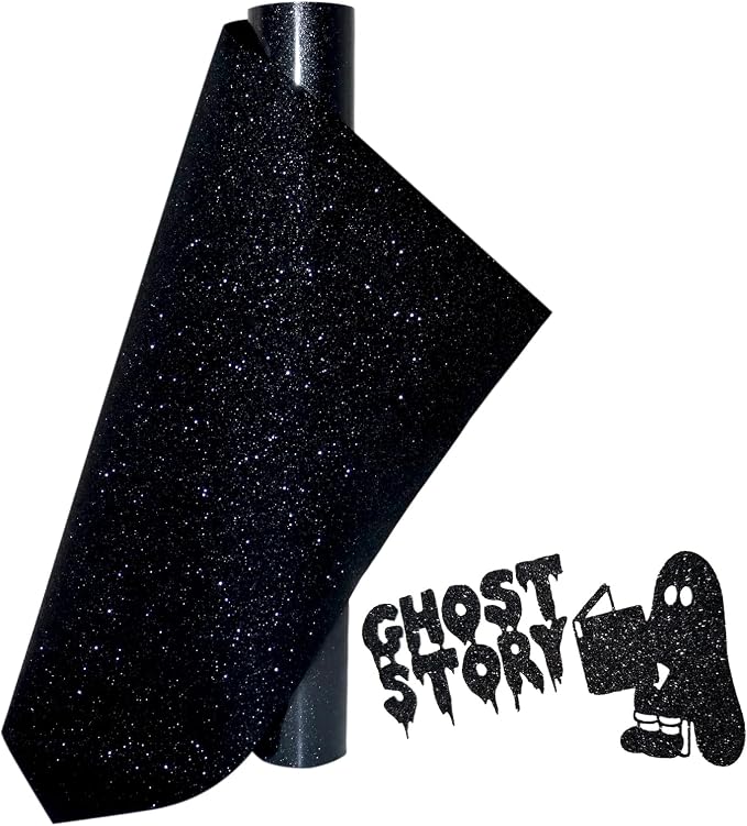 Glitter Heat Transfer Vinyl 12" x 5ft Black Glitter Iron on Vinyl