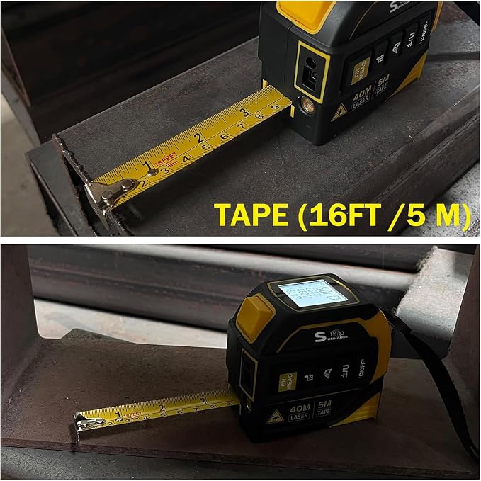 4-in-1 Laser Tape Measure with Laser Level Crosshairs |130ft/40m Laser