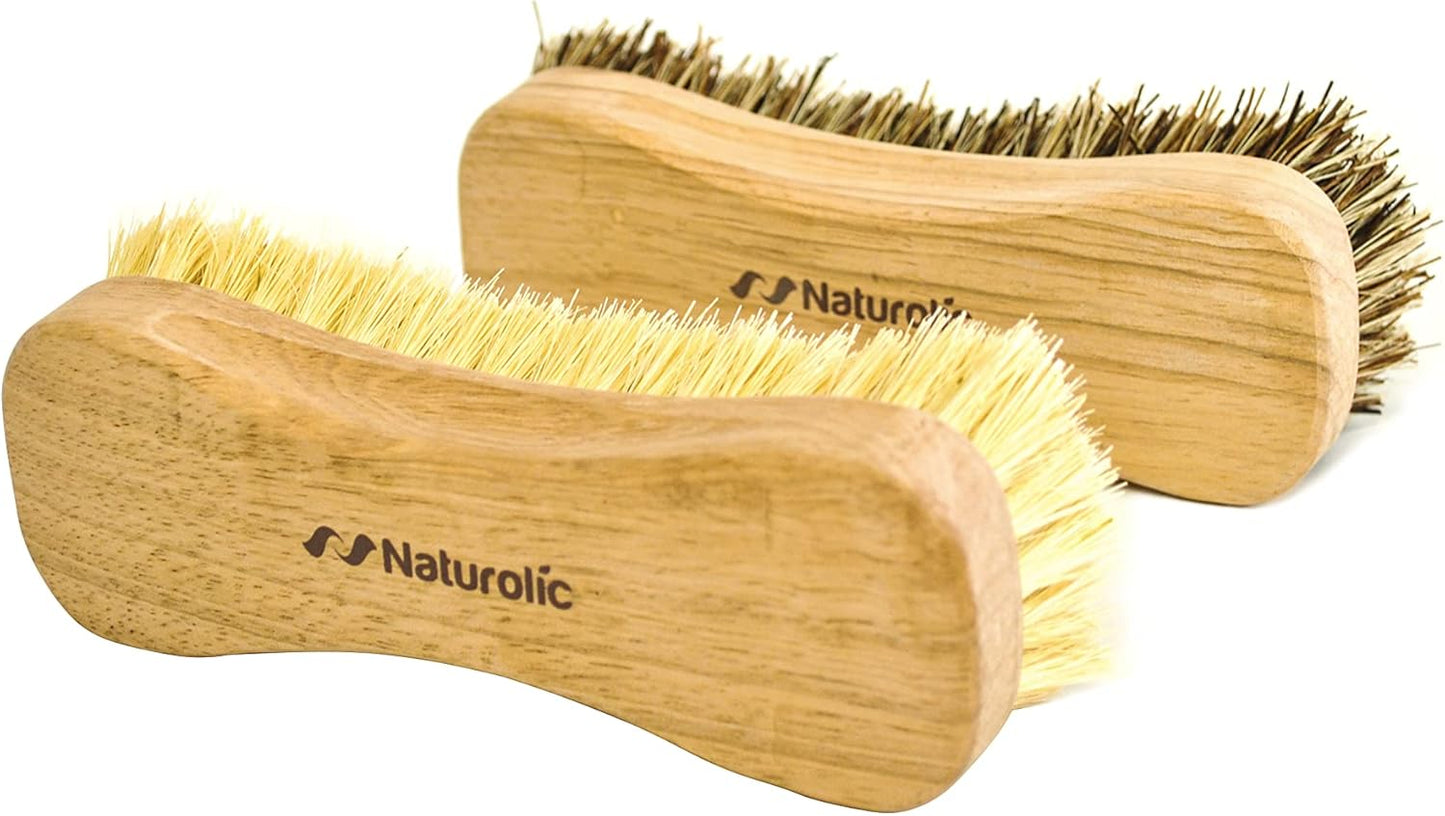 All-Natural Wooden Scrub Brush Set | Wooden Handle | Tampico and Palmyra bristles | Eco Friendly Cleaning Products | Pack of 2