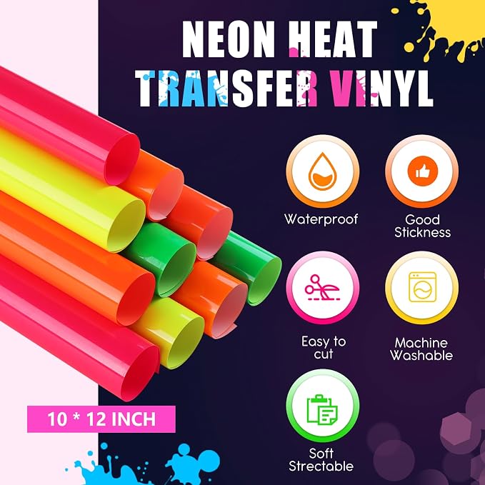 Tintnut Bright Color Heat Transfer Vinyl, 10 Sheets 12×10in Iron on Vinyl | 5