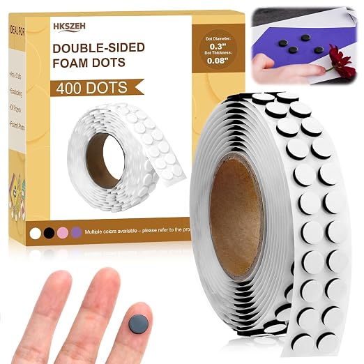 400 PCS 2mm Double Sided Foam Dots 0.3" Foam Round Dots 3D Foam Tape Craft