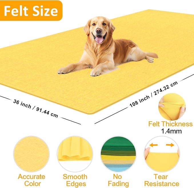 XSEINO Butter Yellow Large Felt Fabric 108" X 36 ", 1.4 mm Thick Soft Felt