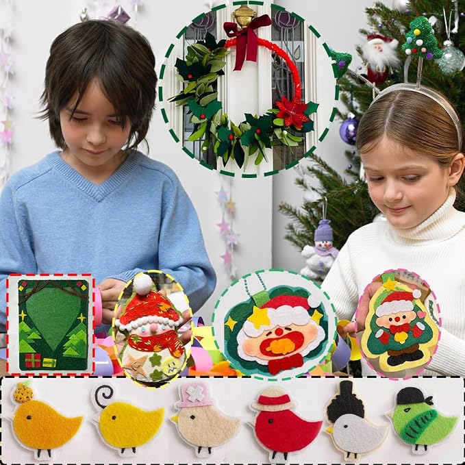 24 Pcs Felt Sheets for Crafts, 8 X 12 Inch Christmas Red Yellow White Fabric