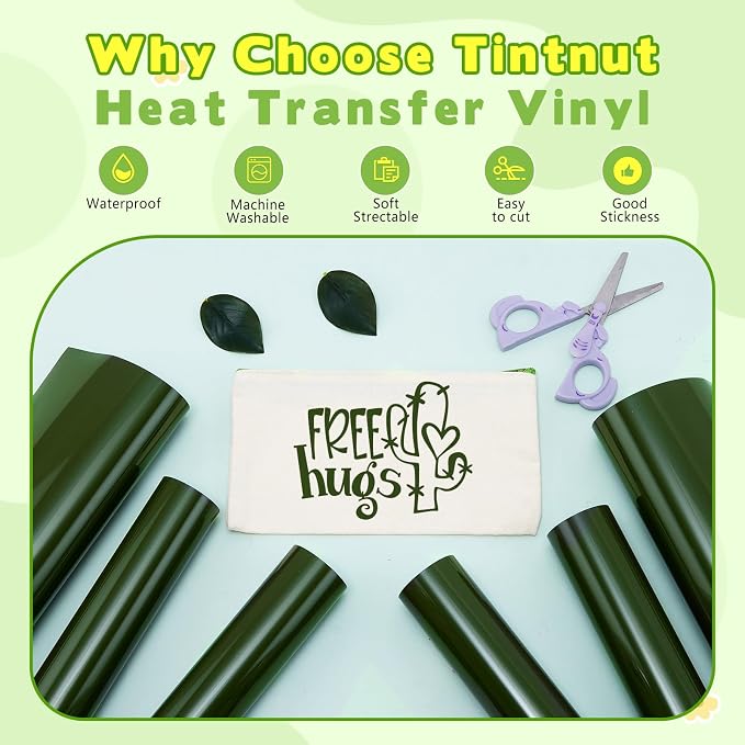 Tintnut Bronze Green Heat Transfer Vinyl, easy cut & weed, stretch washable