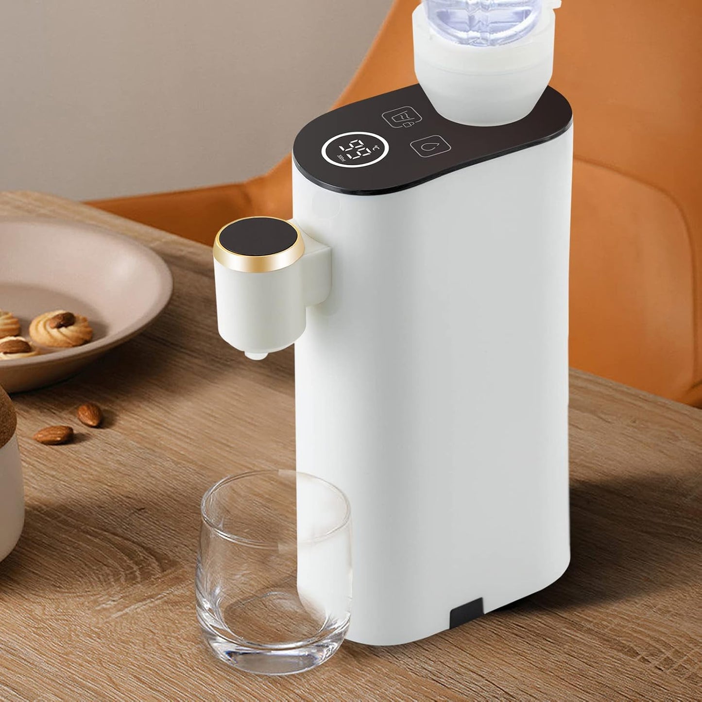 Mini Instant Hot Water Dispenser, Baby Bottle Warmer Formula Dispenser, Mineral/Bottled Water Dispenser, 5 Temperatures Choices, 1500W Portable Water Warmer for Office, Travel, Hotel (Single Machine)