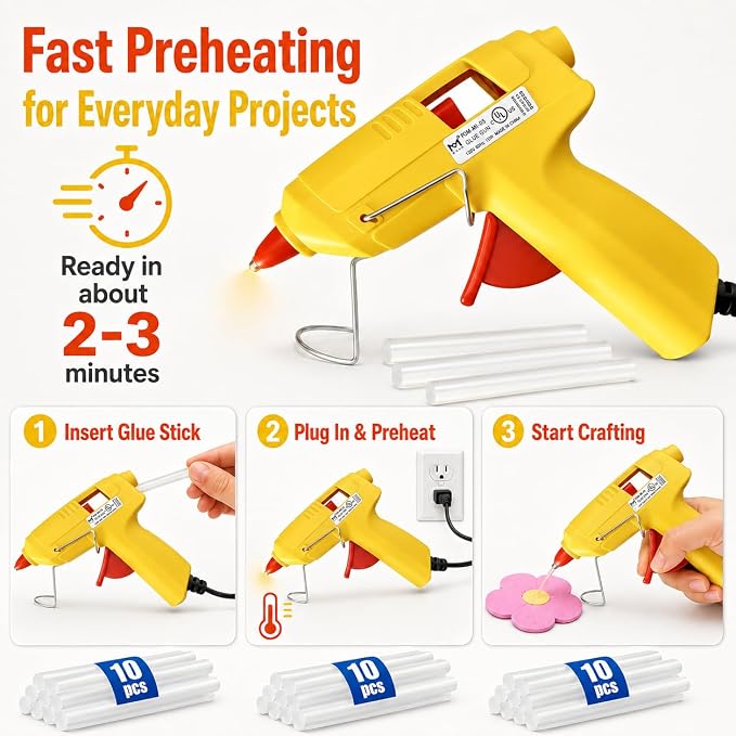 Mini Hot Glue Gun Kit with 30 Glue Sticks and Carrying Case, 15W Fast