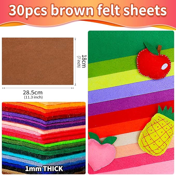 IOOLEEM Brown Felt Sheets, Craft Felt Fabric Sheets, Sewing Felt Rectangle