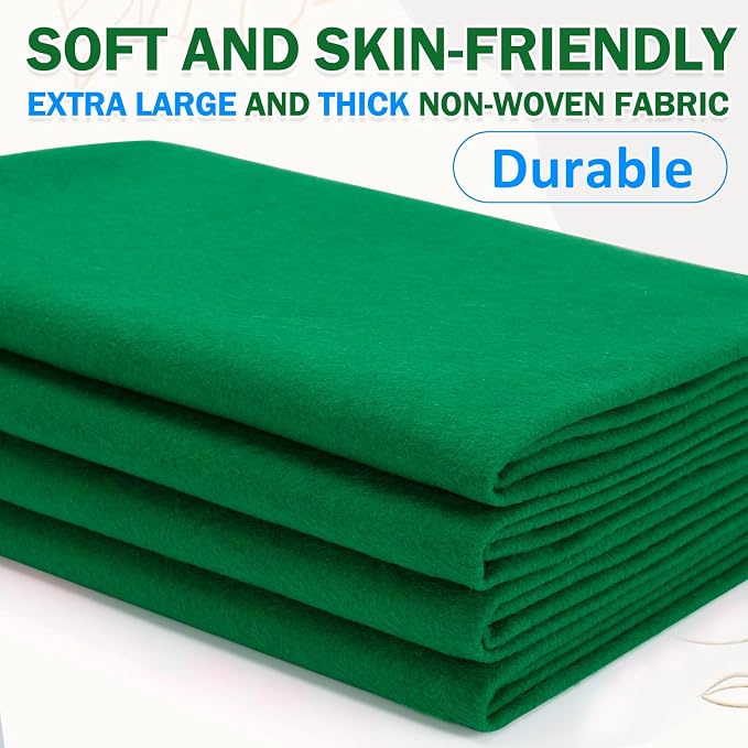 XSEINO Emerald Green Large Felt Fabric 108" X 36 ", 1.4 mm Thick Soft Felt