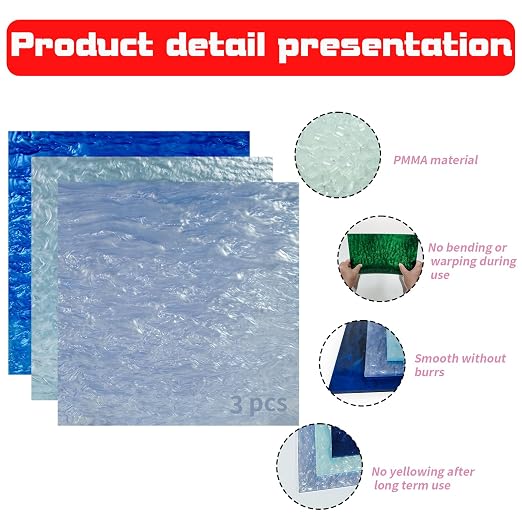 TOEPODO Pearlescent Ripple Cast Acrylic Sheets 1/8inch Thick Marble Acrylic