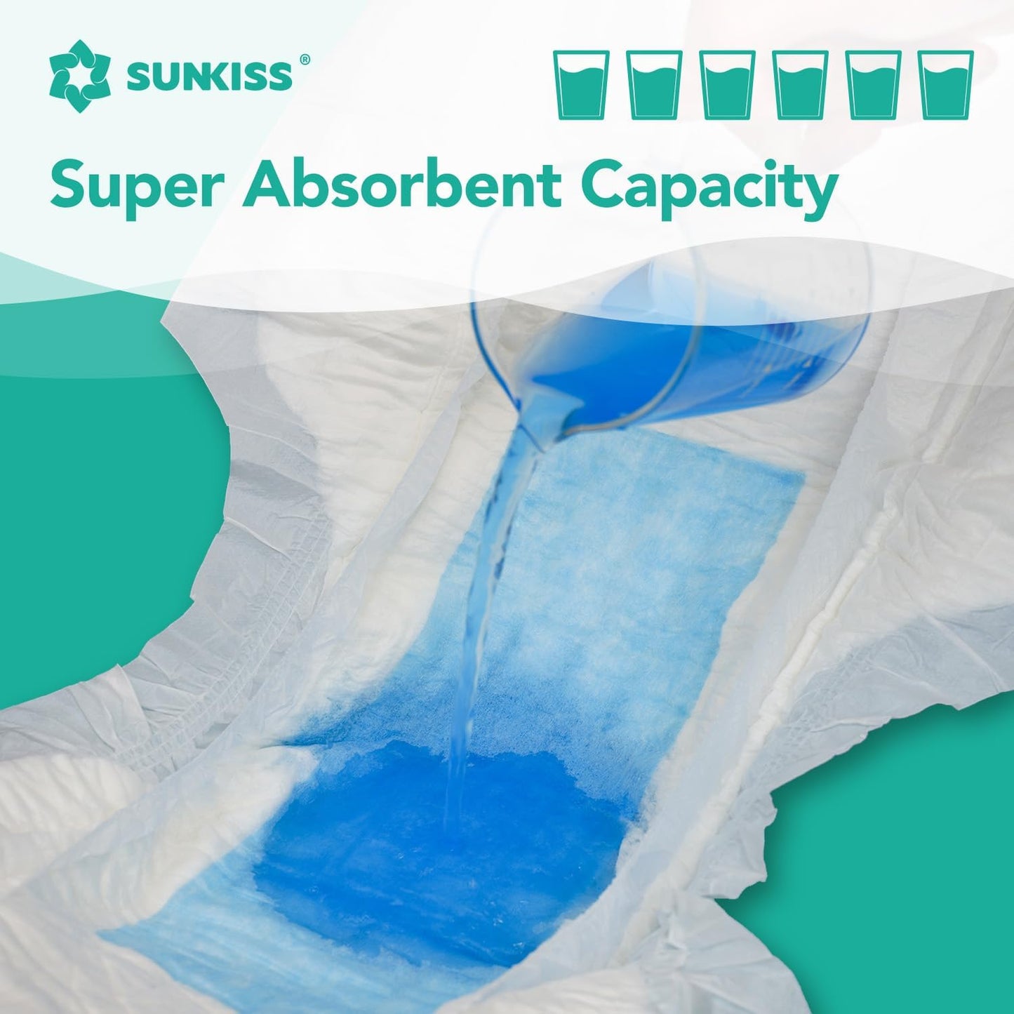 SUNKISS TrustPlus Adult Diapers with Maximum Absorbency, Disposable Incontinence Briefs with Tabs for Men and Women, Maximum Overnight Absorbency, Small/Medium, 60 Count (4 Packs of 15)