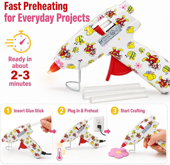 Mini Hot Glue Gun Kit with 30 Glue Sticks and Carrying Case, 15W Fast