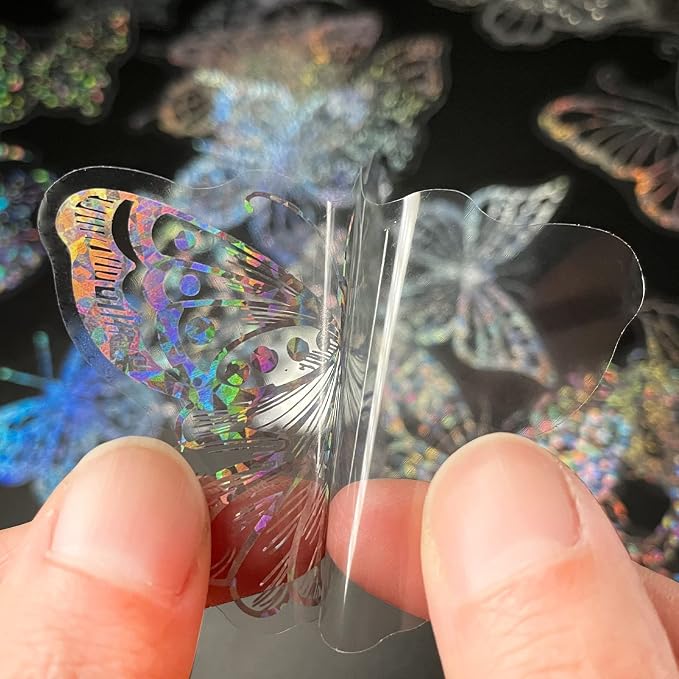 Yoksas 100Pcs Holographic Glitter Butterfly Stickers