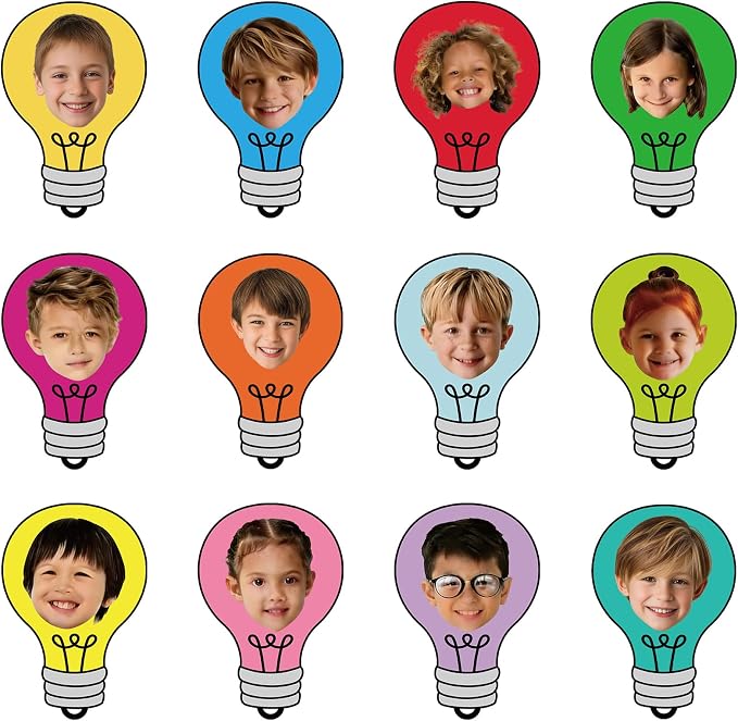 60PCS VBS 2026 Light Bulb Theme Cutouts Colorful Light Bulb Bulletin Board
