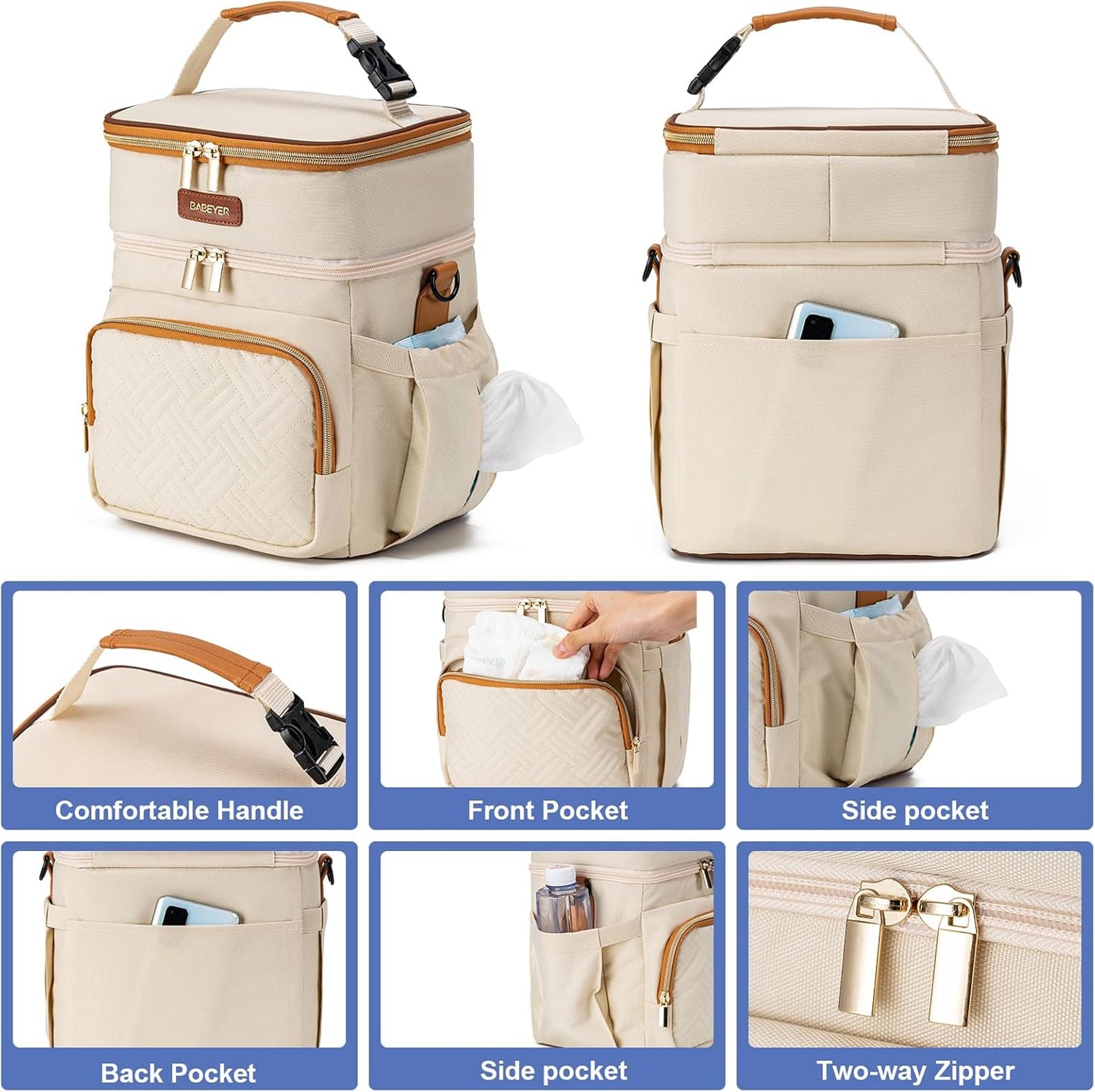 Breastmilk Cooler Bag with Ice Pack Fits 6 Baby Bottles Up to 9 Ounce