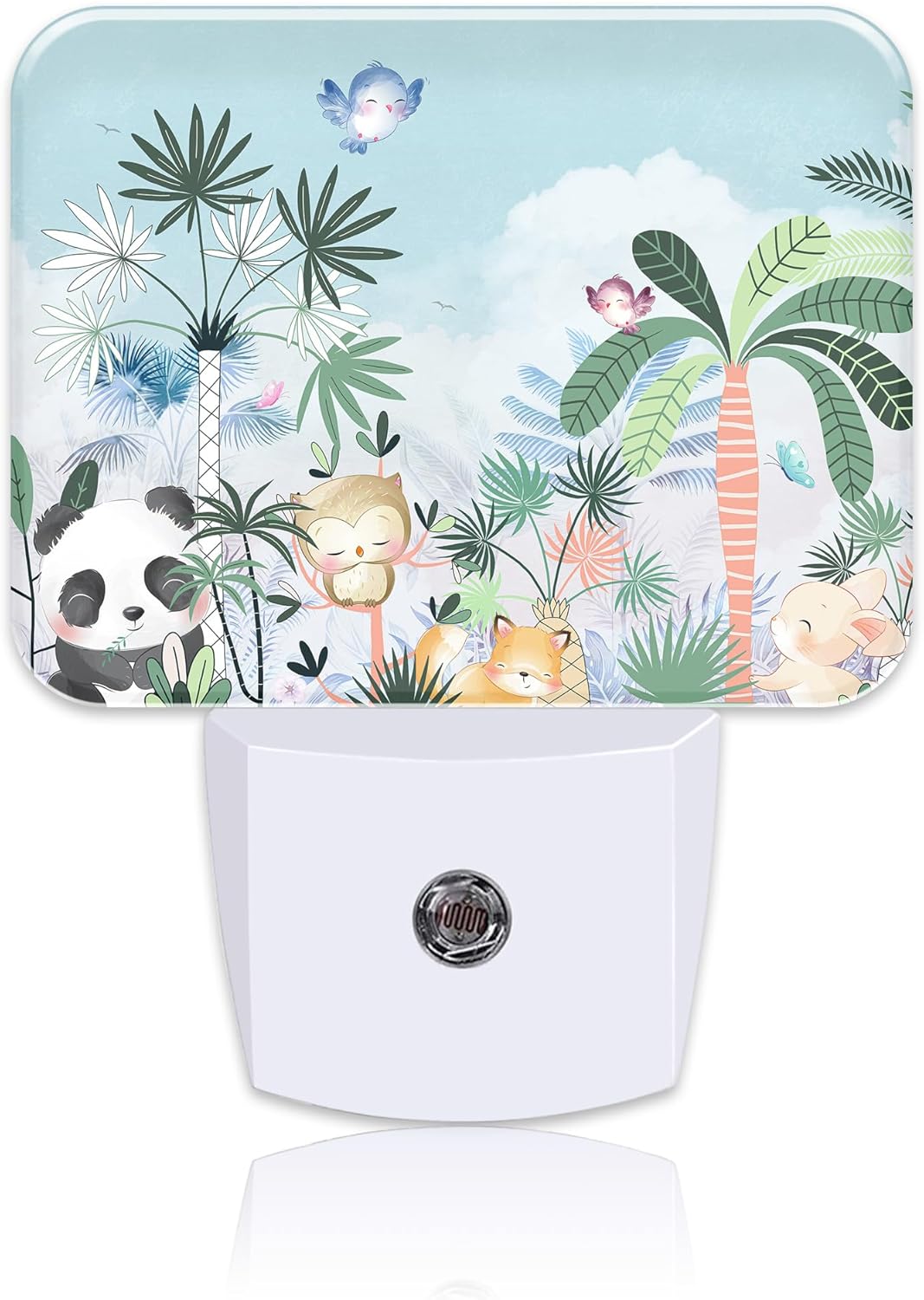 Cute Cartoon Animals Night Light for Kids Girls Boys, Animals Baby in Forest LED Night Light Plug into Wall with Dusk to Dawn Sensor for Bedroom, Hallway, Kitchen, Bathroom, Stairs Decor