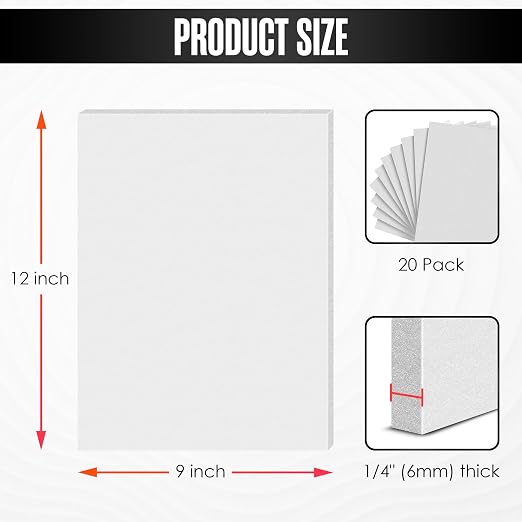 Foam Sheets for Crafts, EVA Foam, EVA Craft Sheets, 20 Pack, 9 x 12 Inch |