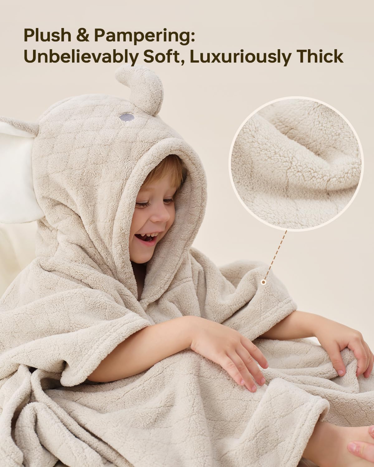 Hooded Baby Towels Super Absorbent Baby Bath Towel for Winter– Extra Large 49”x31” – Ultra Soft Coral Fleece for Newborns, Infants & Toddlers – Cute Elephant Design – Quick-Drying