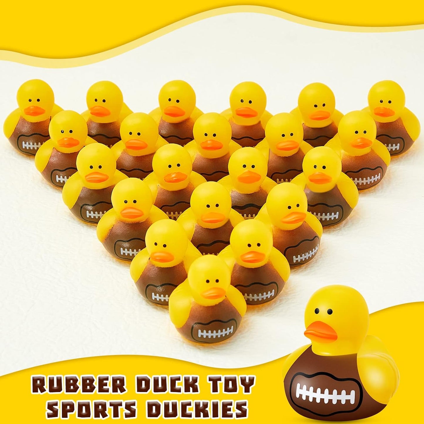 Deekin 50 Pcs Rubber Duck 2 Inch Bulk Sport Party Favors for Birthday Party Decorations Club Player Gift (Football)