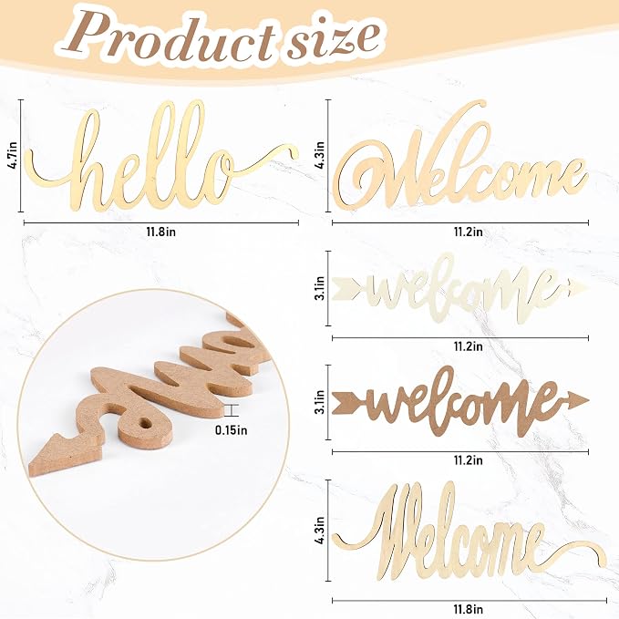 Welcome Hello Unfinished Wooden Letters Wood Cutout Signs