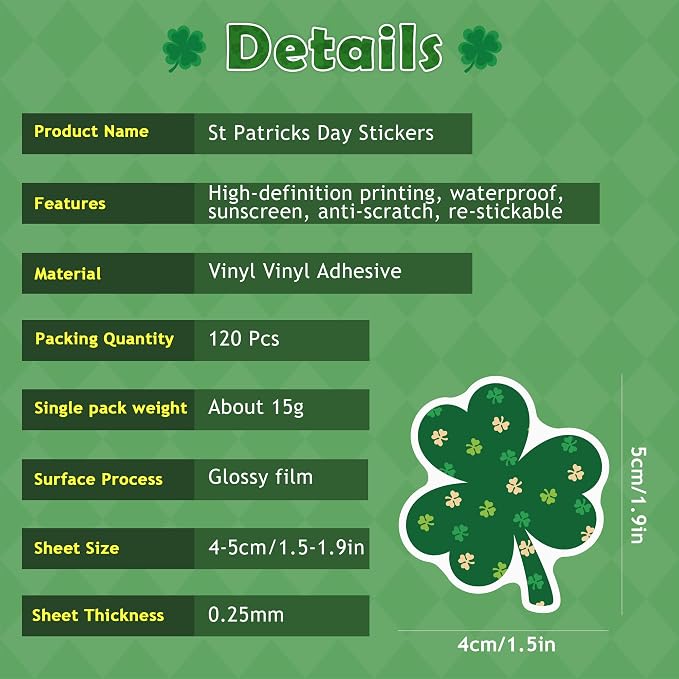 120 PCS St Patricks Day Stickers