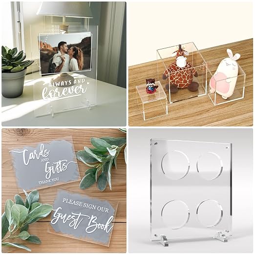 KAITELA 4 Pack Clear Acrylic Sheet 1/4" Thick, Display Cases, Laser Cutting