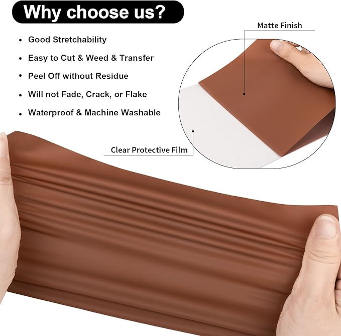 VINYL FROG Chocolate Heat Transfer Vinyl Roll 12" x5ft Matte HTV Vinyl |
