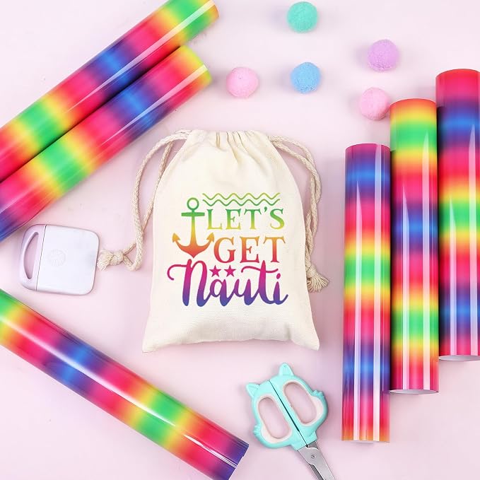 Tintnut Rainbow Gradient Heat Transfer Vinyl, Ombre pattern PU HTV Sheets