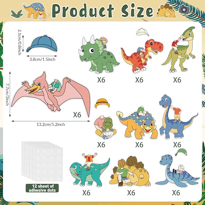 60pcs Dinosaur Theme DIY Cutouts Dinosaur Bulletin Board Decoration Set Cute