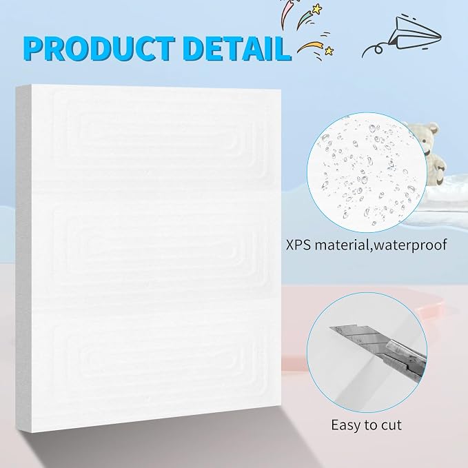 LuckyFoam White 4 Pack 15x12x1 inch Foam Sheets 1 Inch Thick | Polystyrene