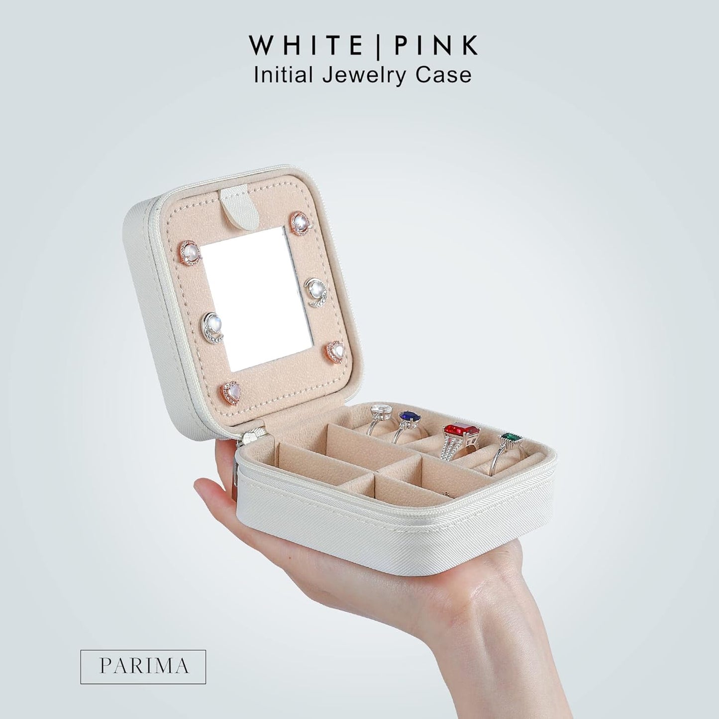 Parima Travel Jewelry Case - Small Jewelry Organizer Box, Mini Travel Case - Letter Z, White
