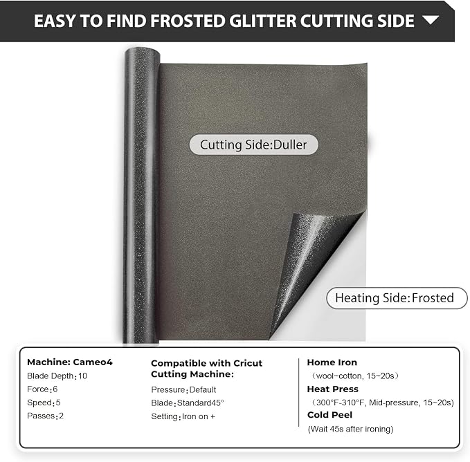 HTVRONT Glitter HTV, Easy-Weed for Craft Design