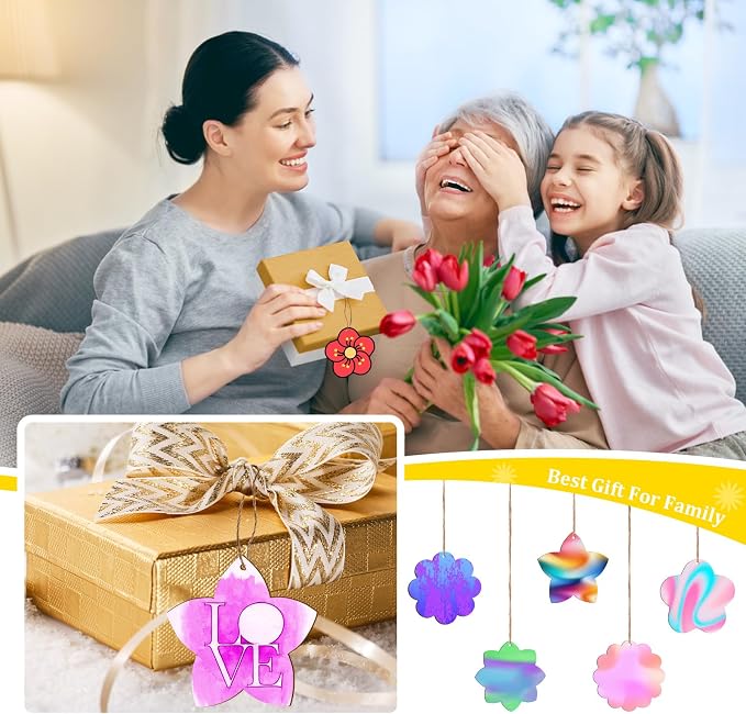 Flower 30pc 5Types Unfinished Wooden Gift Ornaments DIY Craft Birthday Present