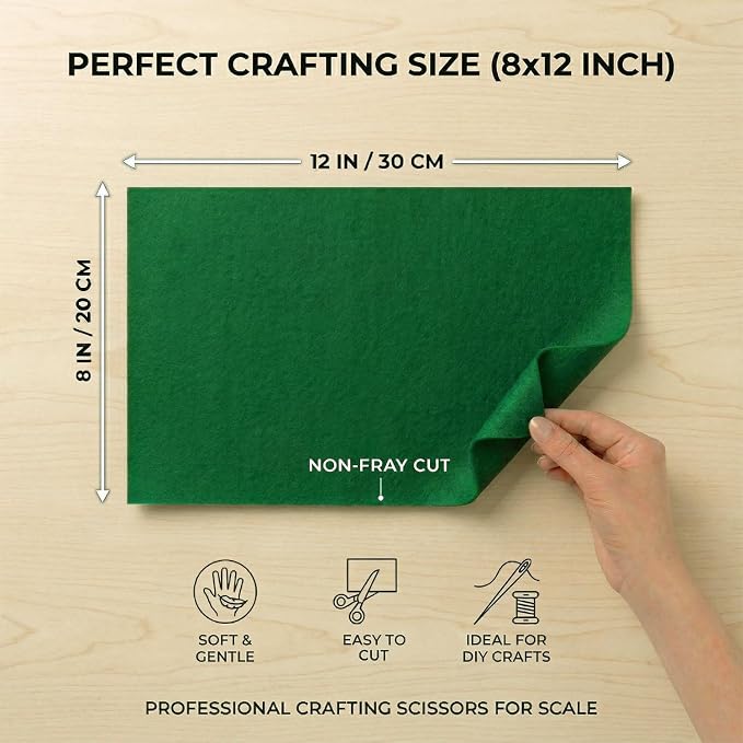 Soft Emerald Green Felt Fabric Sheets