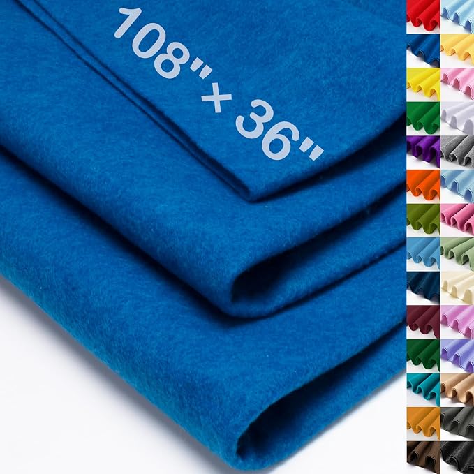 XSEINO Royal Blue Large Felt Fabric 108" X 36 ", 1.4 mm Thick Soft Felt Fabric