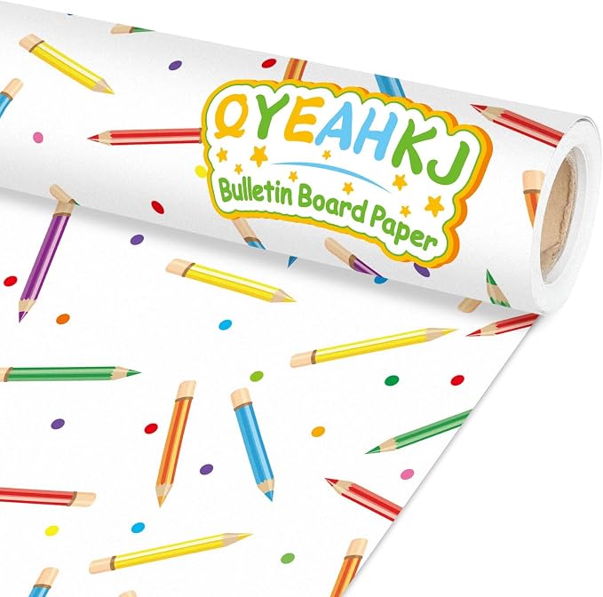 Qyeahkj Colorful Pencil Bulletin Board Paper Roll Pencil Bulletin Board