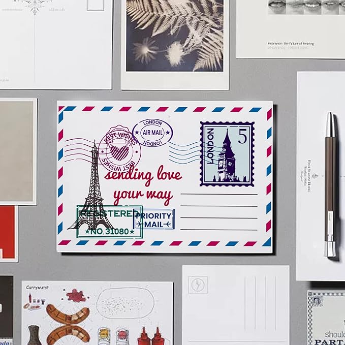 GLOBLELAND Postmark Postcard Clear Stamps Vintage Air Tickets Silicone Stamp