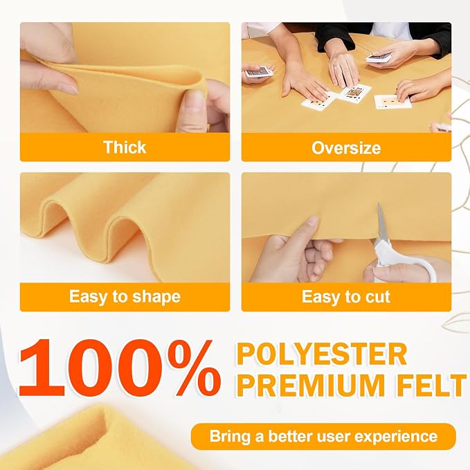 XSEINO Sand Yellow Large Felt Fabric 36" X 36 ", 1.4 mm Thick Soft Felt Fabric