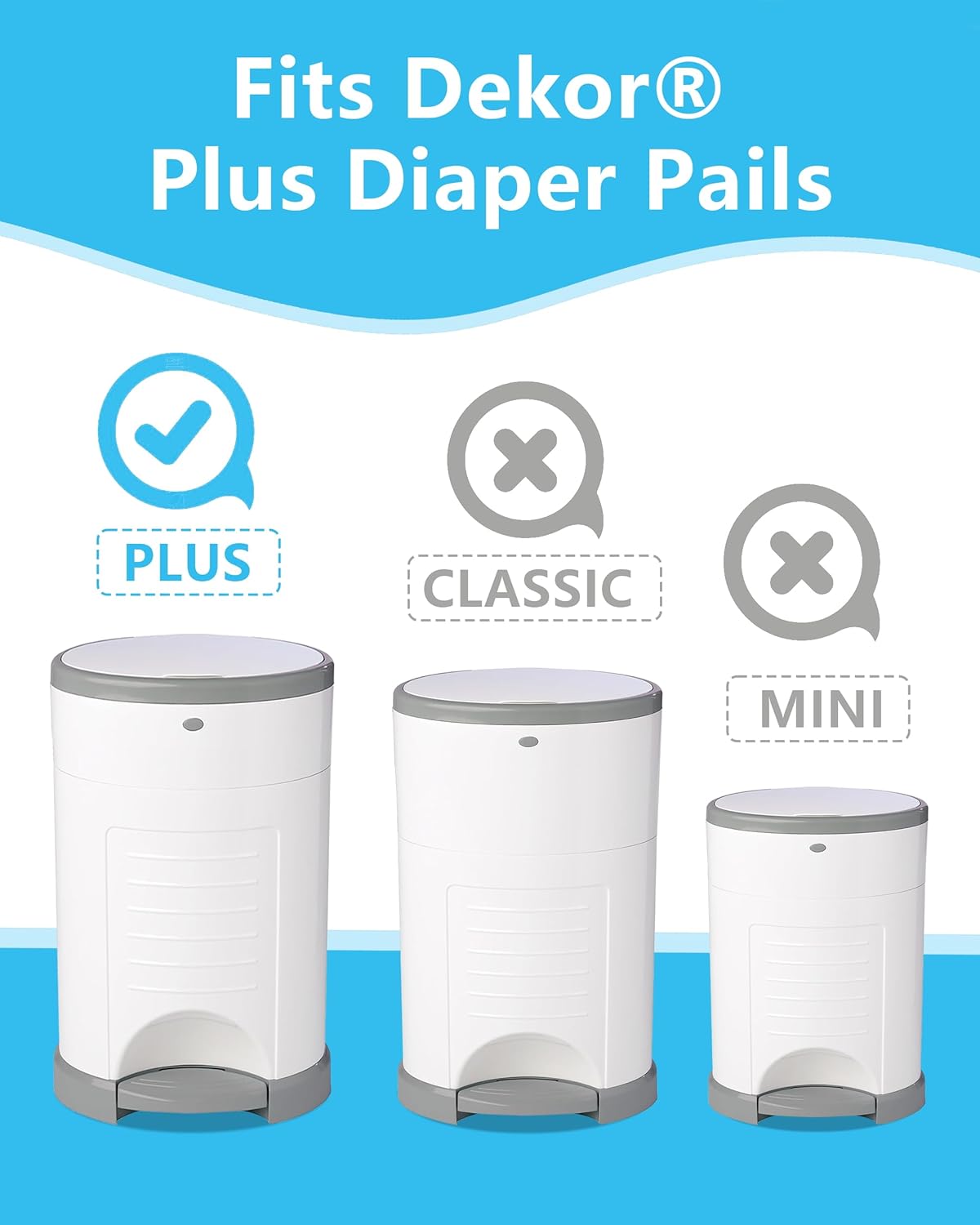 HIDALIFE Refills Compatible with Dekor Plus Diaper Pails, Disposable Diaper Trash Bags, Extra Thick Diaper Pail Refill Liners, Hold Up to 2320 Diapers (4 Pack)